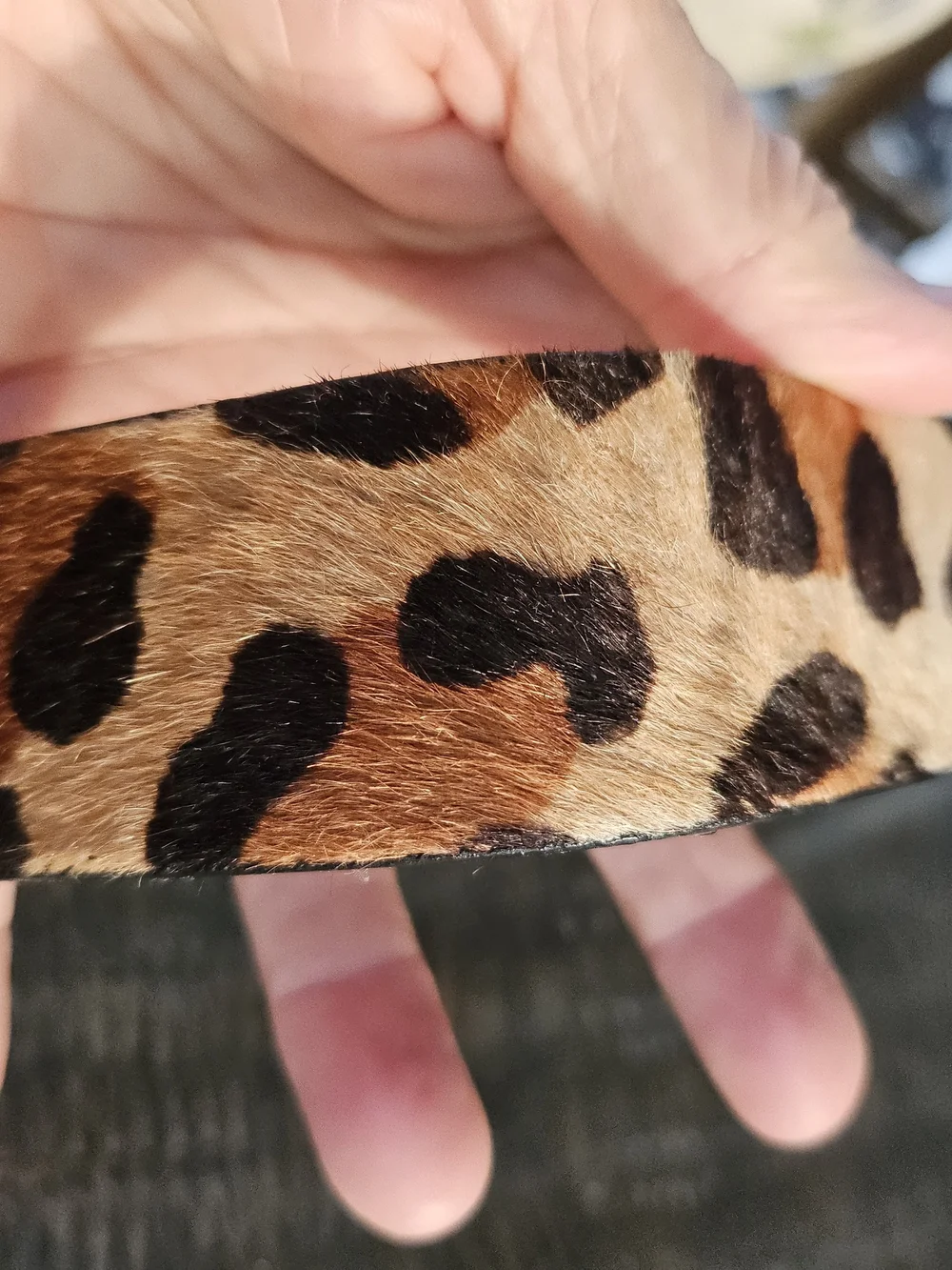 Ralph Lauren Leopard Animal Hair Genuine Leather Women Small Belt